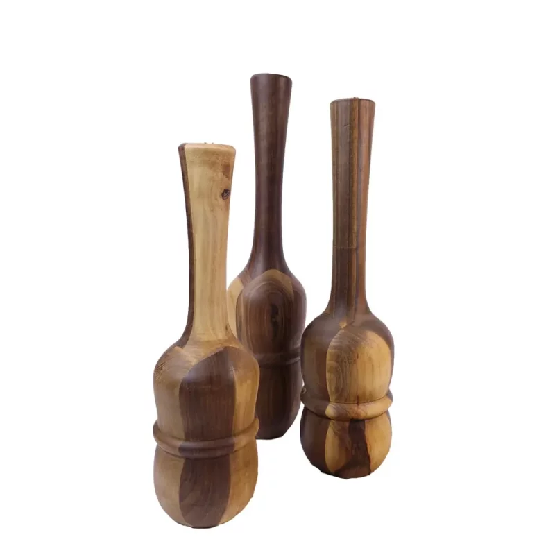 ست گلدان چوبی دکوری کنار سالنی کد WD5784