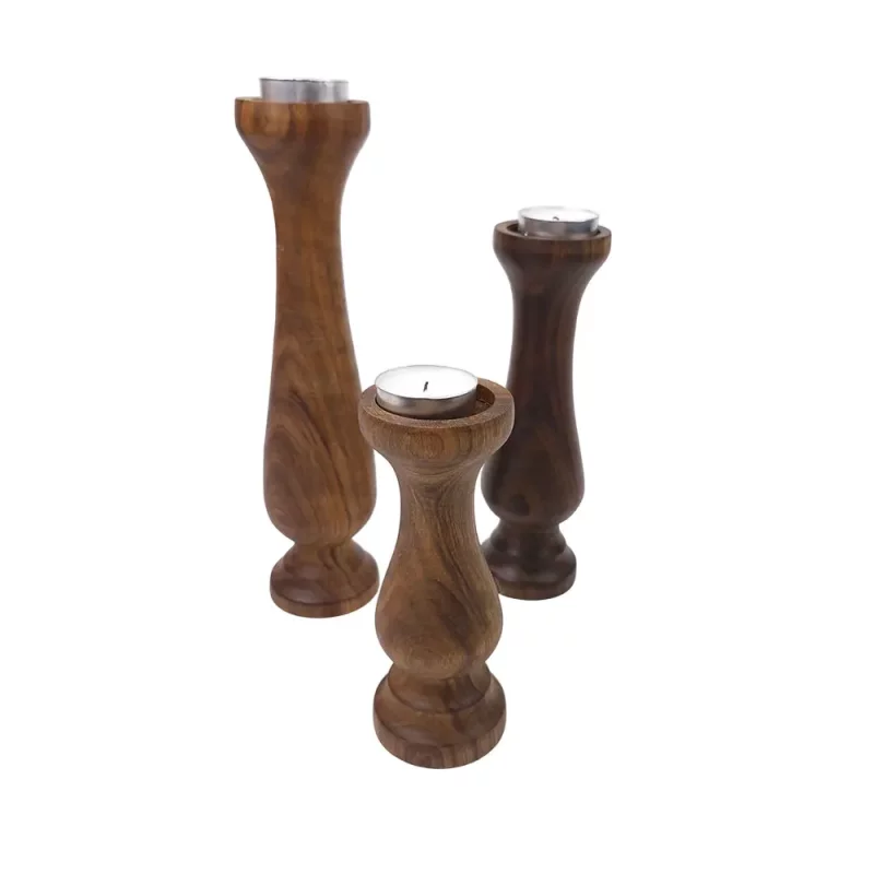 ست سه تایی شمعدان چوبی دکوری کد WD5764