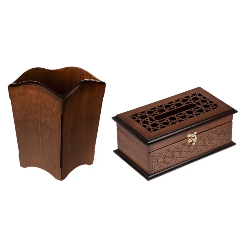 ست سطل و جا دستمال چوبی مدل خاطره کد BT071