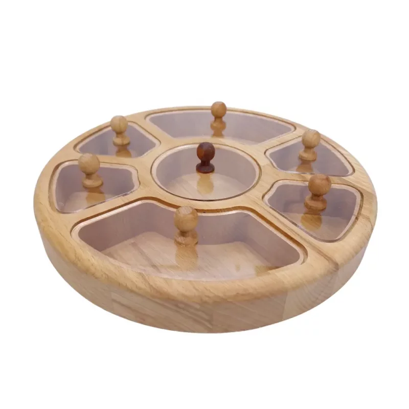 ظرف پذیرایی گرد هفت خانه چوبی کد WD5671
