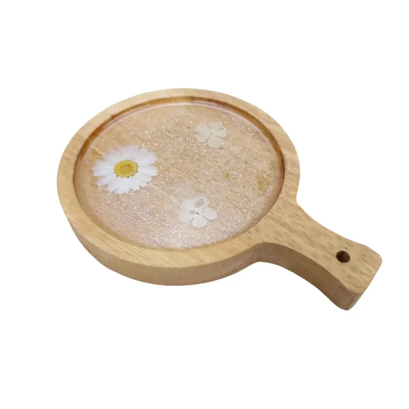 زیر لیوانی راکتی چوبی با گل خشک کد WD5605