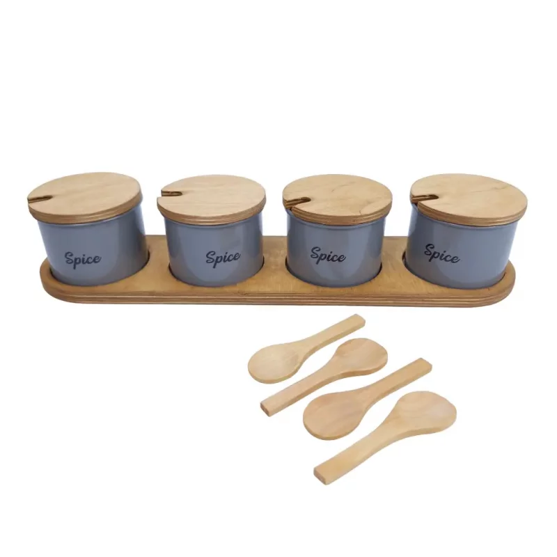 ست جا ادویه چهارعددی چوبی کد WD5723