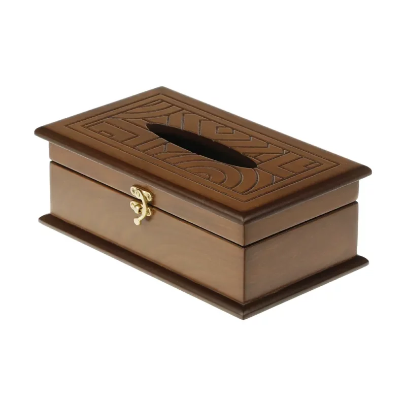 جعبه دستمال چوبی مینیمال طرح هندسی کد BT048