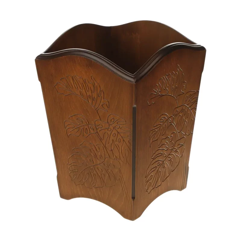 سطل زباله چوبی طرح برگ کد BT064