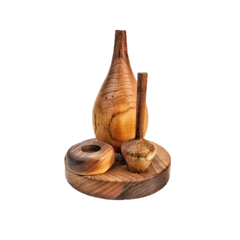 گلدان و جاشمعی چوبی روستیک WD5505