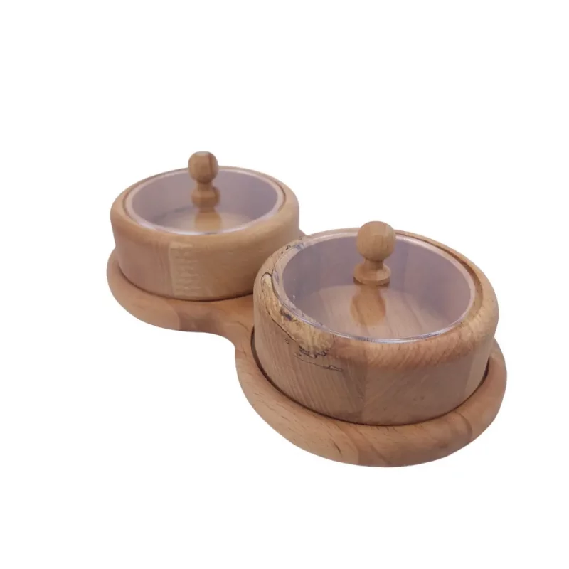 ظرف پذیرایی دو خانه گرد چوبی کد WD5591