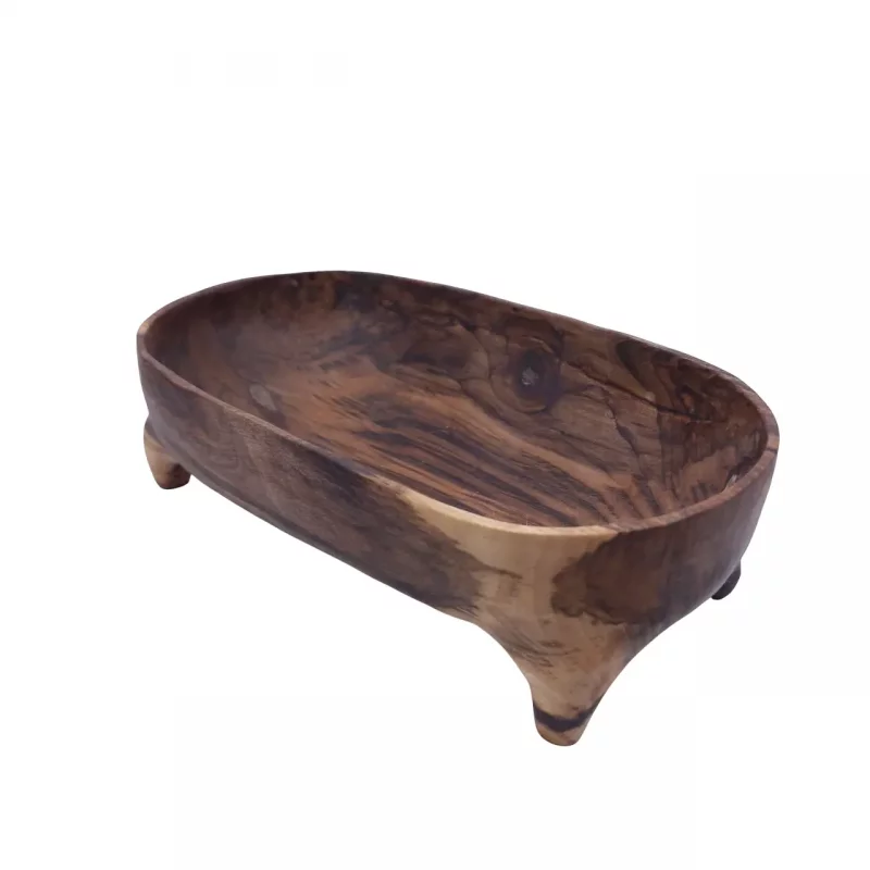 کاسه چوبی دست ساز پایه دار بیضی کدWD6017