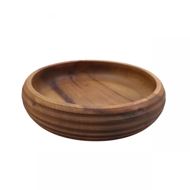 کاسه چوبی خمره ای خط دار قطر 25 کد WD6032