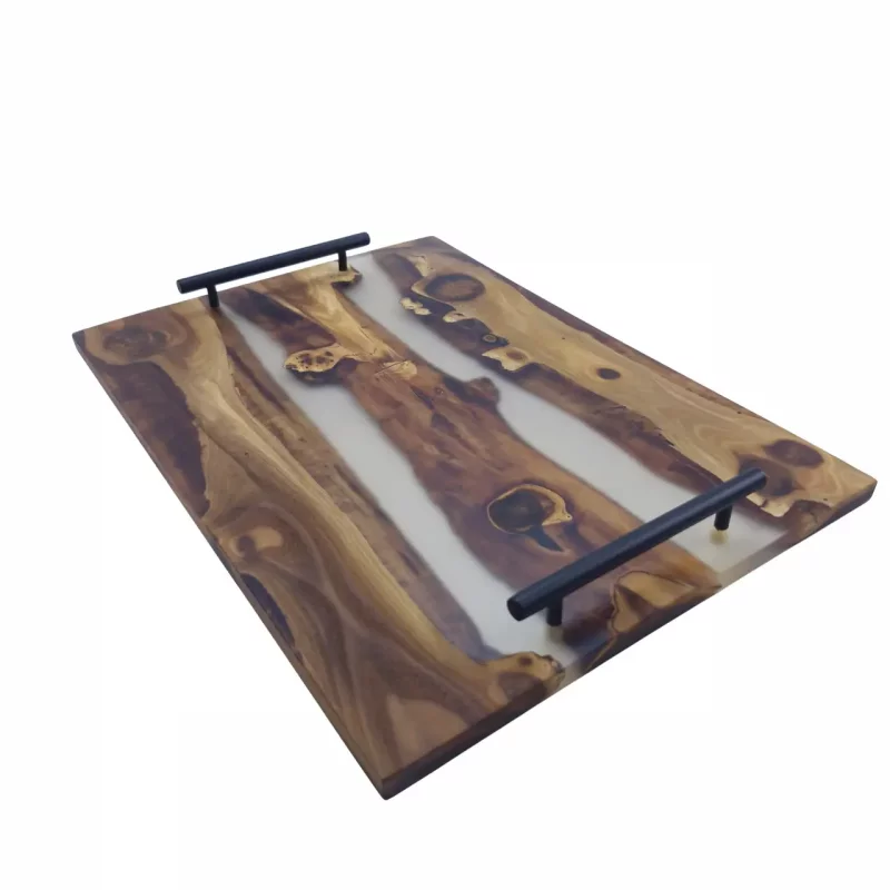 سینی پذیرایی چوب و رزین 40 سانت کد WD6118