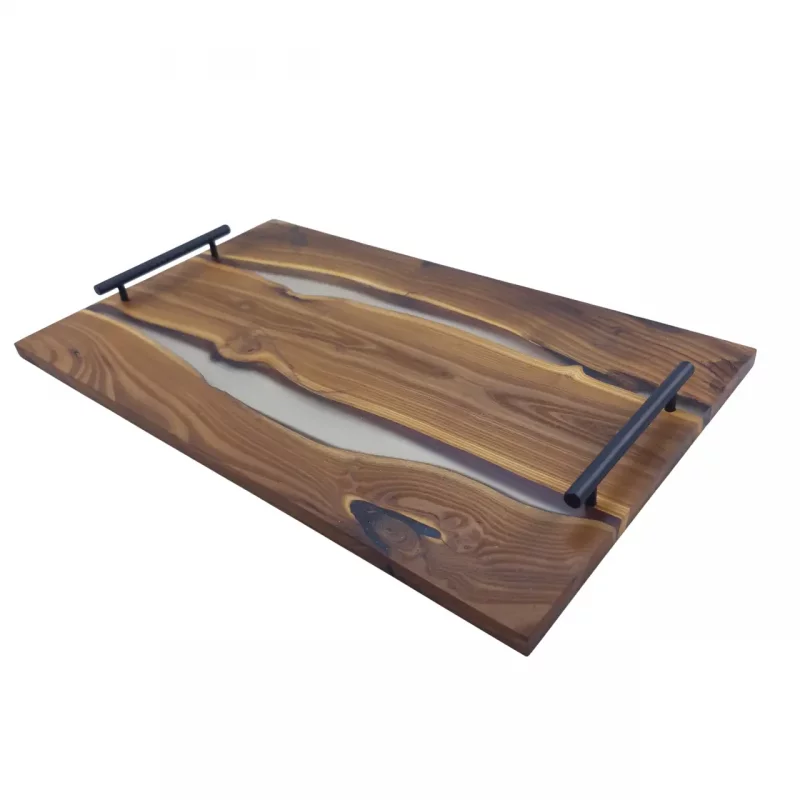 سینی پذیرایی چوب و رزین 50 سانت  کد WD6127