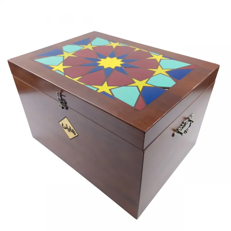 جعبه چوبی بزرگ طرح کاشی کد BW5573