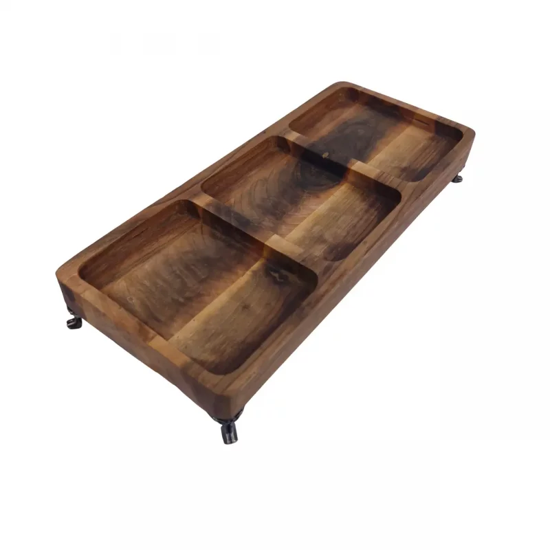 اردو خوری چوبی سه خانه پایه فلز کد WD6153