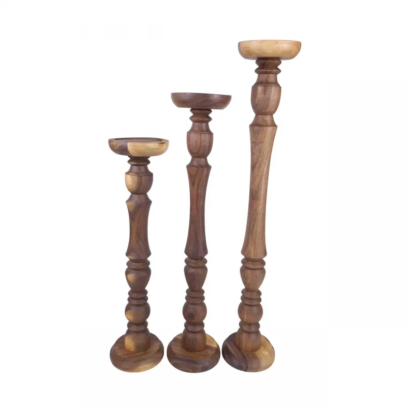 ست شمعدان چوبی ایستاده سه تایی کد WD6164