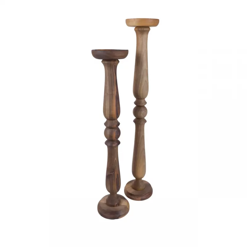 ست دوتایی شمعدان چوبی ایستاده کد WD6166