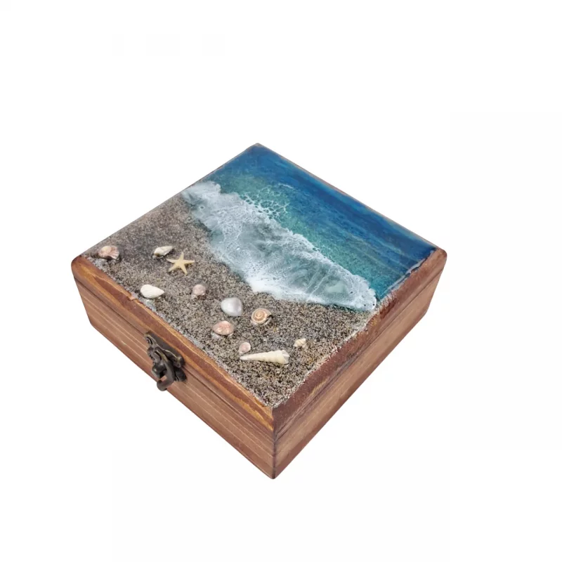 جعبه چوبی طرح دریا سایز بزرگ  کد  BW5577