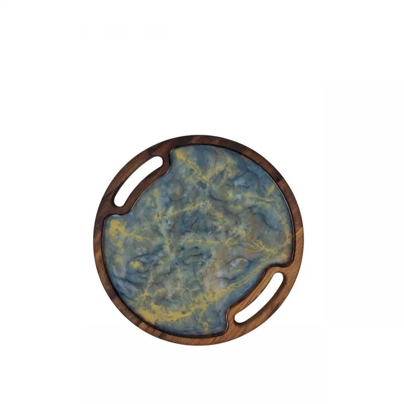 سینی چوب و رزین طرح دریا قطر 30 کد WD6185