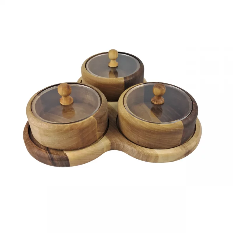 جعبه پذیرایی نگین 3 دایره با استند گردو  کد WD6243