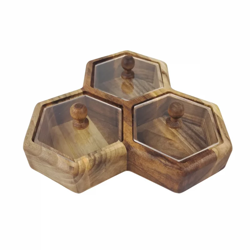 جعبه پذیرایی زنبوری 3 خانه گردو کد  WD6241