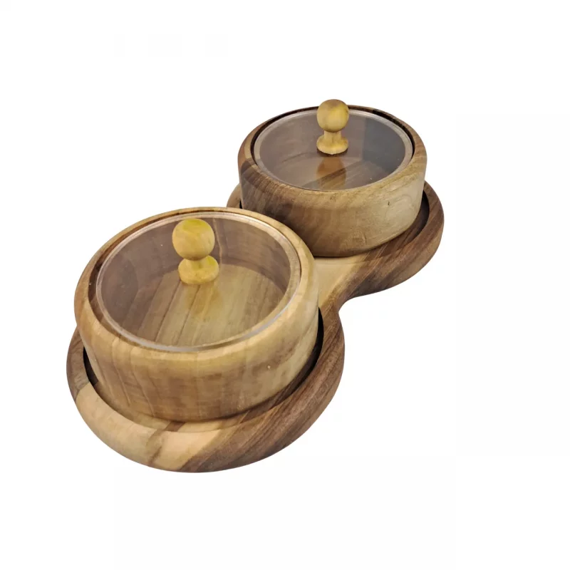 جعبه پذیرایی گرد دوخانه با استند گردو  کد WD6239