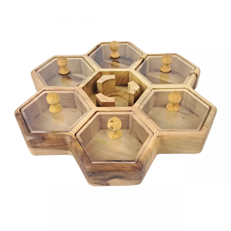 جعبه پذیرایی زنبوری 7 خانه وارمردار گردو  کد WD6237