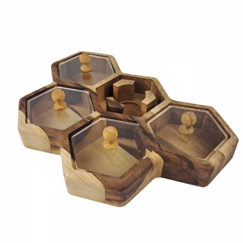 جعبه پذیرایی زنبوری 5 خانه وارمردار گردو  کد WD6235