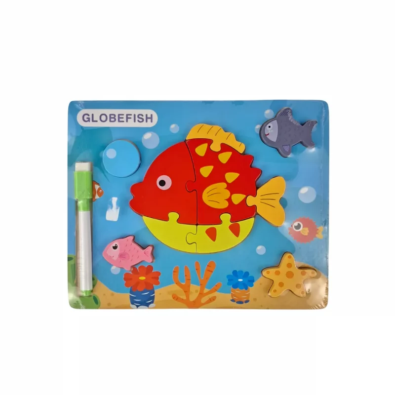 پازل چوبی کودک طرح ماهی همراه ماژیک کد WD6230