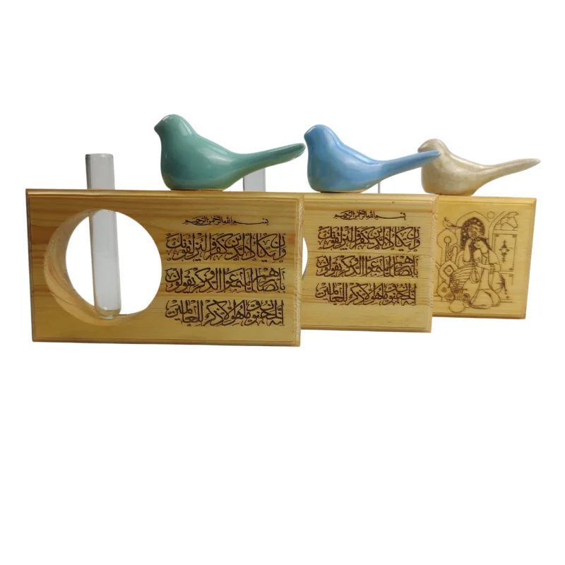 گلدان چوبی شیشه دار کد WD6267