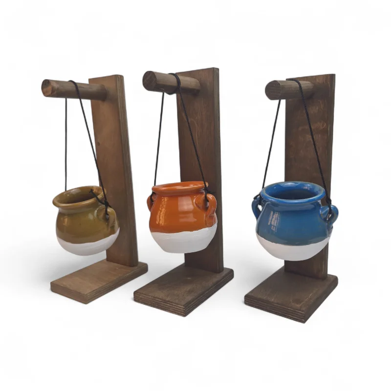 گلدان دیزی سفال و چوب کد WD6159