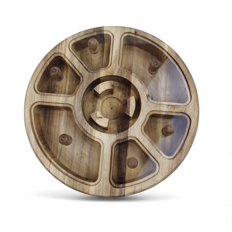 جعبه پذیرایی چوبی گرد 7 خانه با وارمر کد WD6409