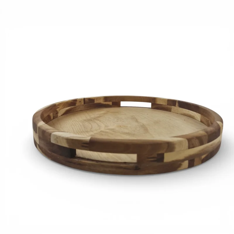 سینی چوبی گرد دسته دار کد WD6571