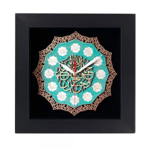 ساعت دیواری چوبی پنج تن معرق کد TJ020