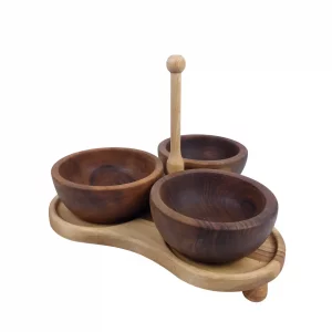 اردو خوری چوبی سه خانه دسته دار کد WD6142