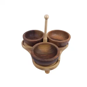 اردو خوری چوبی سه خانه دسته دار کد WD6142