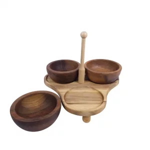 اردو خوری چوبی سه خانه دسته دار کد WD6142