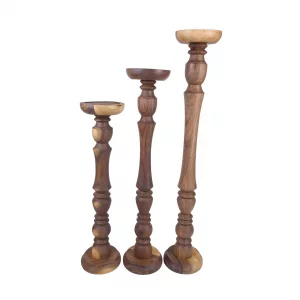 ست شمعدان چوبی ایستاده سه تایی کد WD6164