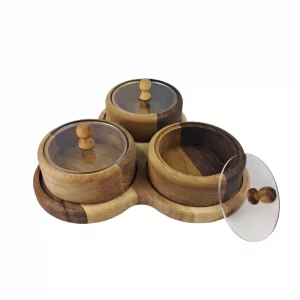 جعبه پذیرایی نگین 3 دایره با استند گردو  کد WD6243