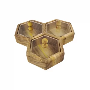 جعبه پذیرایی زنبوری 3 خانه گردو کد  WD6241