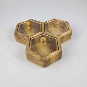 جعبه پذیرایی زنبوری 3 خانه گردو کد  WD6241