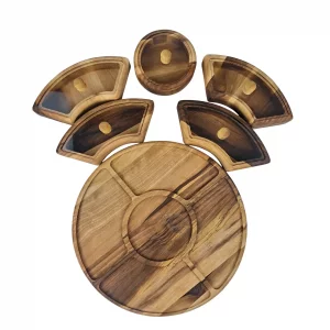 جعبه پذیرایی گرد 5 خانه گردو  کد WD6238