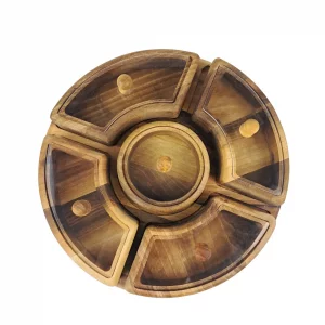 جعبه پذیرایی گرد 5 خانه گردو  کد WD6238