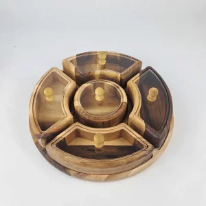 جعبه پذیرایی گرد 5 خانه گردو  کد WD6238