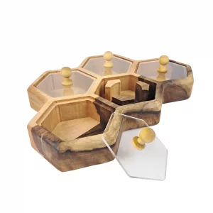 جعبه پذیرایی زنبوری 5 خانه وارمردار گردو  کد WD6235