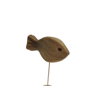 مجسمه ماهی چوبی پایه دار  کد WD6256