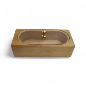 قندان چوبی مستطیل درب پلکسی کد WD6301