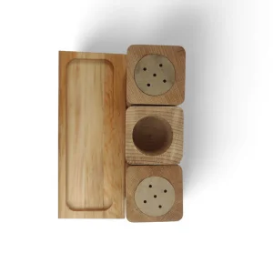 ست نمکدان فلفلدان و جا خلالی چوبی کد WD6305