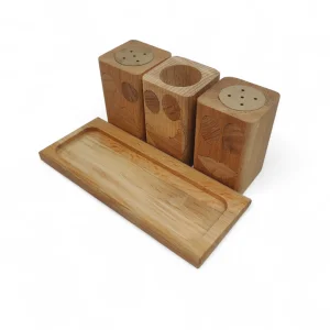 ست نمکدان فلفلدان و جا خلالی چوبی کد WD6305