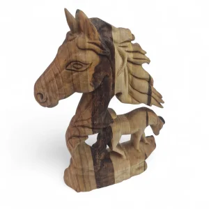 مجسمه اسب و کره اسب چوبی کد WD6313