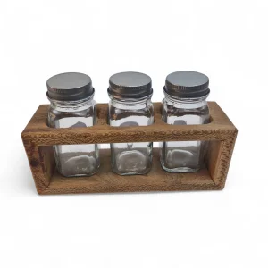 جا ادویه سه تایی چوبی کد WD6339