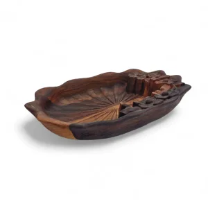 دیس چوبی منبت گل دار کد WD6348