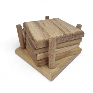 زیر لیوانی چوبی 4 تایی با استند کد WD6357